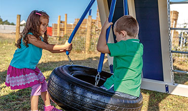 tire swing accessory on playset